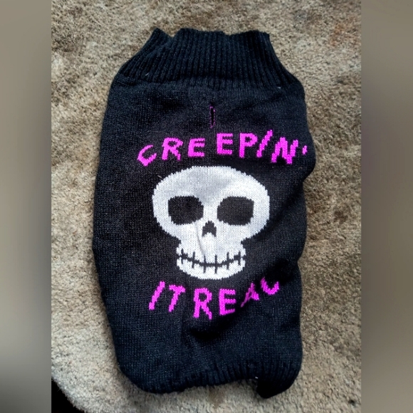 CREEPIN It Real Skull Dog Halloween Sweater - Picture 3 of 7
